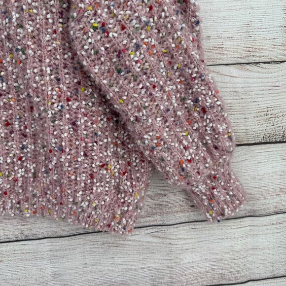 POL Confetti Boxy 3/4 Sleeve Sweater Women's M Pink Multicolor Dots Oversized - Picture 6 of 13